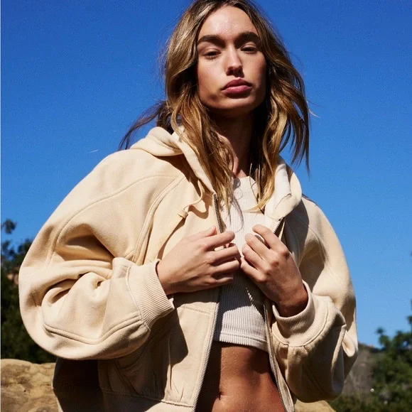 Free People Movement Side Line Zip-Up - Oatmilk - Picture 2 of 8